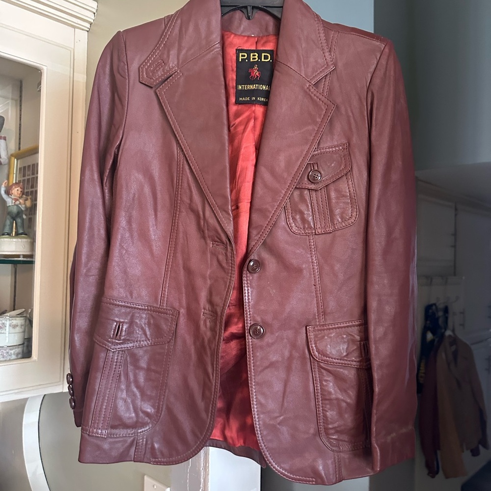 P.B.D. International Brown Leather Blazer